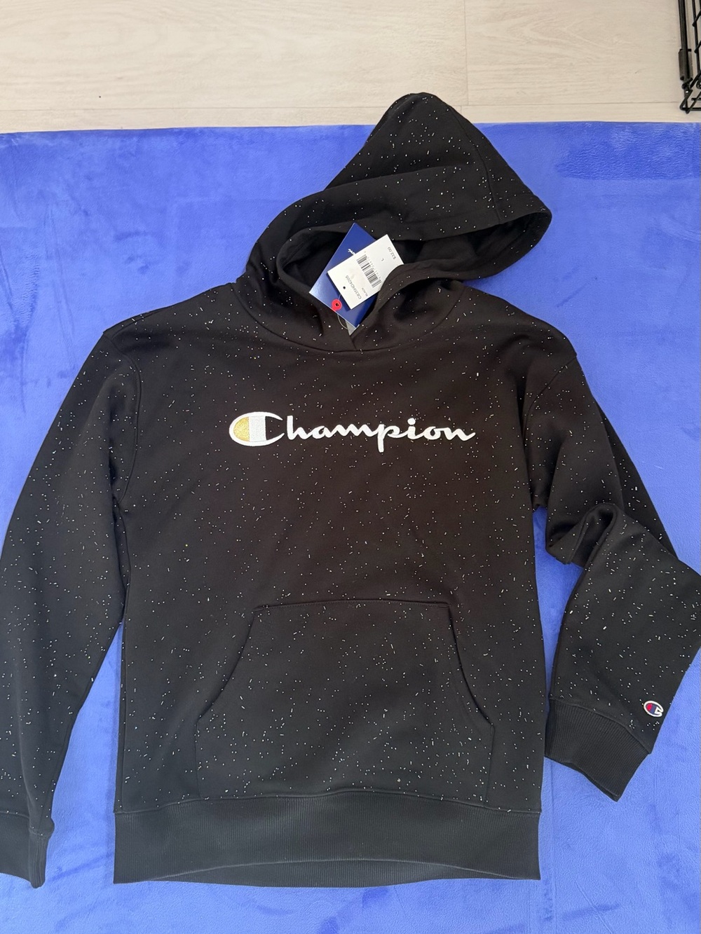 Champion Black Speckled Logo Hoodie